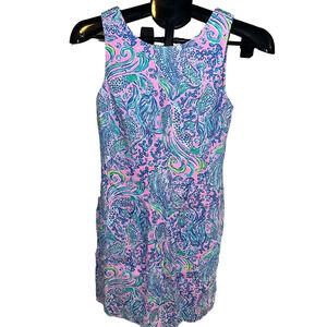 NWT LILLY PULITZER PURPLE AND BLUE MERMAID LINEN SHIFT MINI DRESS